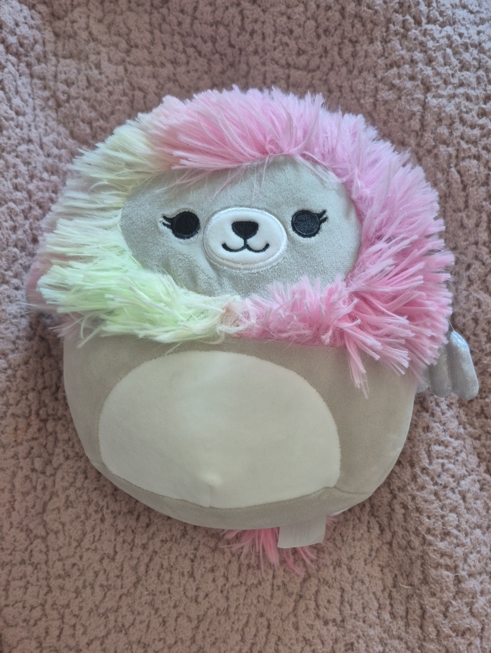 Pastel Pink & Mint Lion+Wings Plush Pillow